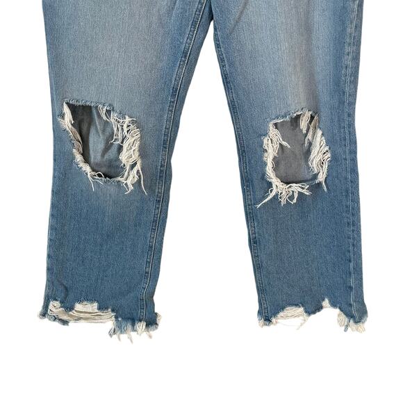 FREE PEOPLE We The Free Maggie Mid Rise Straight Leg Distressed Jeans 29 Grunge - Picture 7 of 13